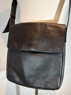 Derek Alexander Black Leather Flap Crossbody Bag